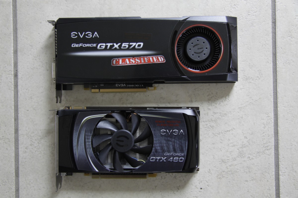 GTX460 and 570 frontview